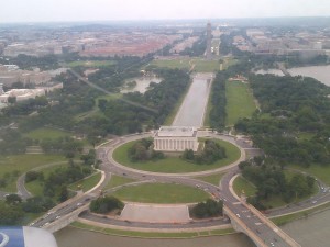 An aerial view of Washington, D.C., also known as #ThisTown, where an insult often is a compliment. (Photo by John T. Bennett | Defense News)
